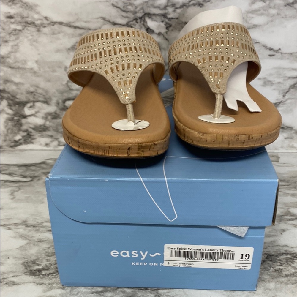 Easy Spirit Tan Sandals with Perforated Design